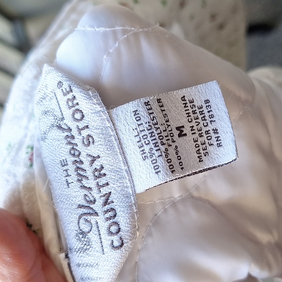 The Vermont Country Store Mini Floral Cotton Quilted House Coat Size M White - Picture 3 of 15